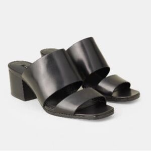 Lafayette 148 NY Slip On Sandals Sz 8.5 Black Donya Leather Mule NWOB